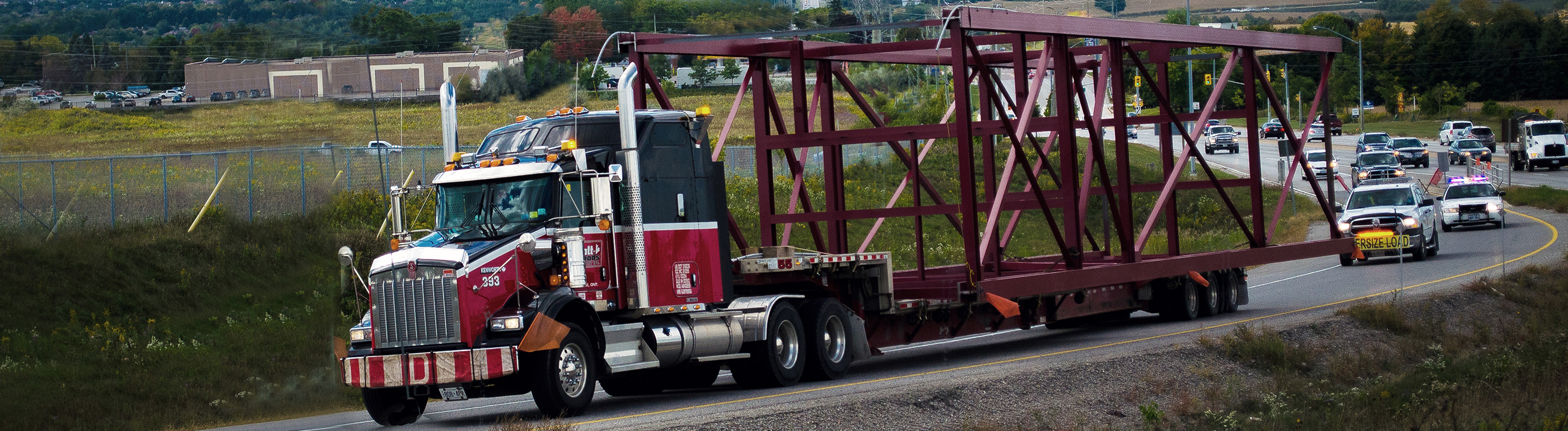 Heavy haul truck transporting oversized equipment